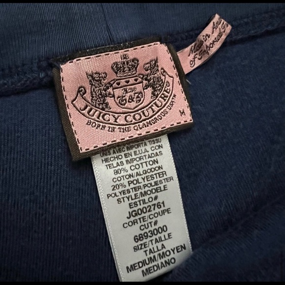 Vintage Juicy Couture Low Rise Velour Wide Leg Track Pants M Blue - Picture 7 of 11